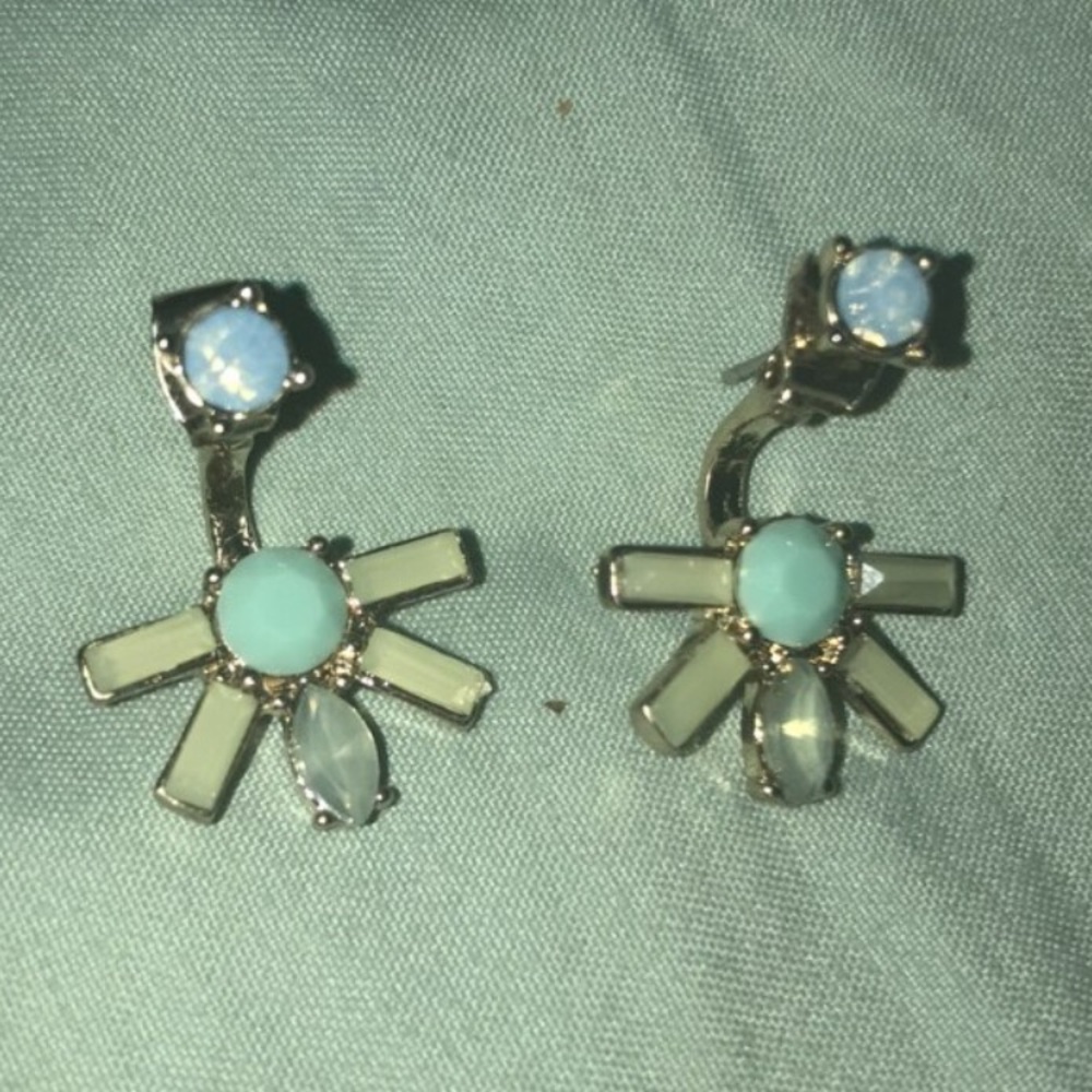 Beautiful aqua floral stud earrings